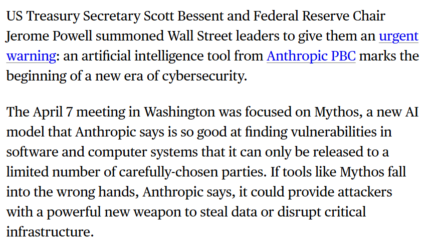 US Officials Warn of Cybersecurity Risks from Anthropic’s Mythos AI