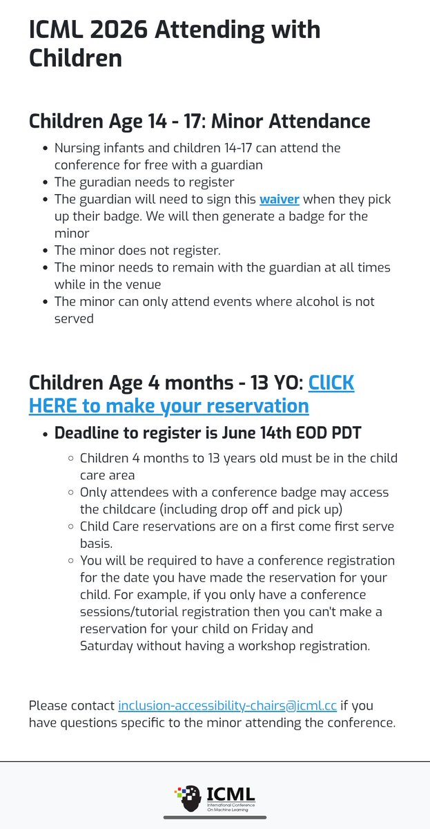 ICML2026 Introduces Family-Friendly Conference Support Initiatives