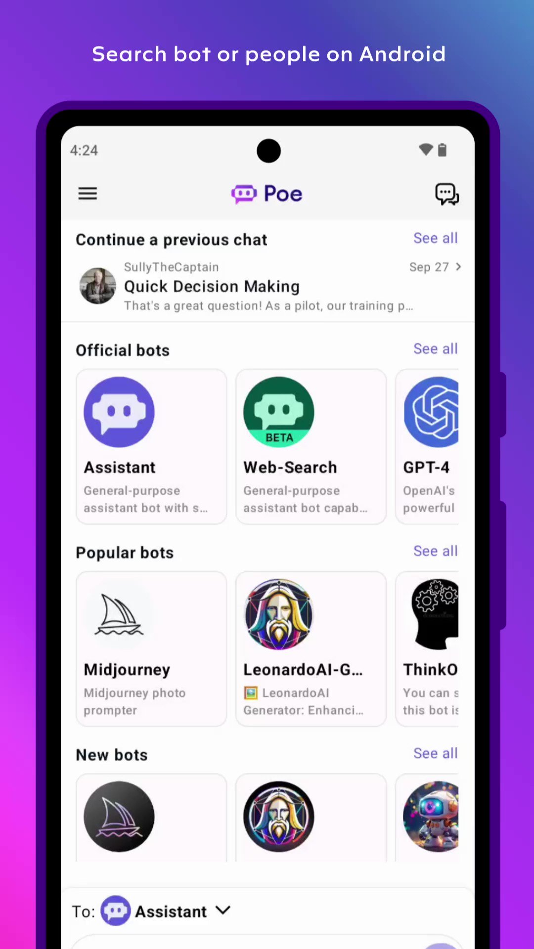 Android: New Search Feature for Bots and Users