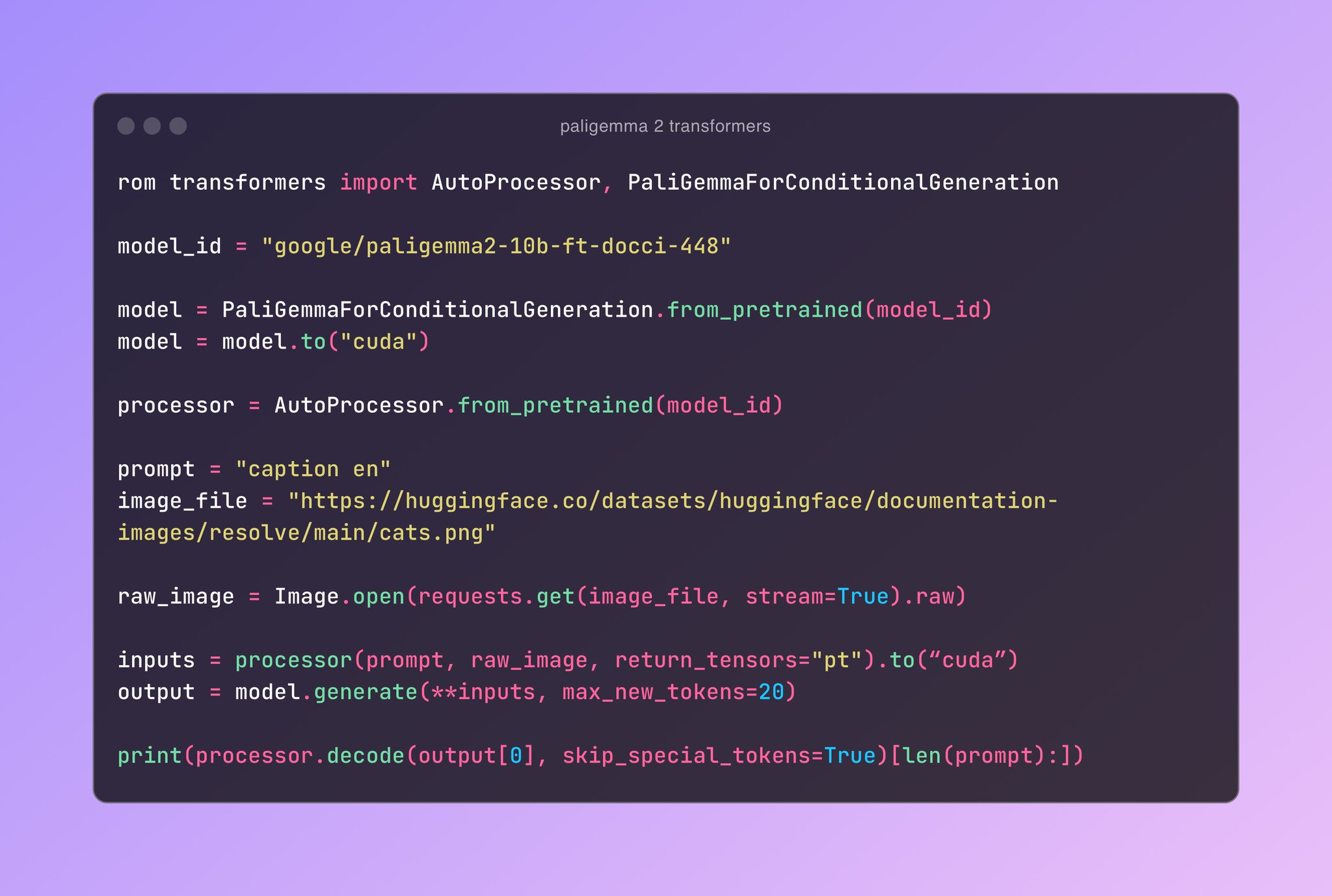 Running Inference with Transformers Library
