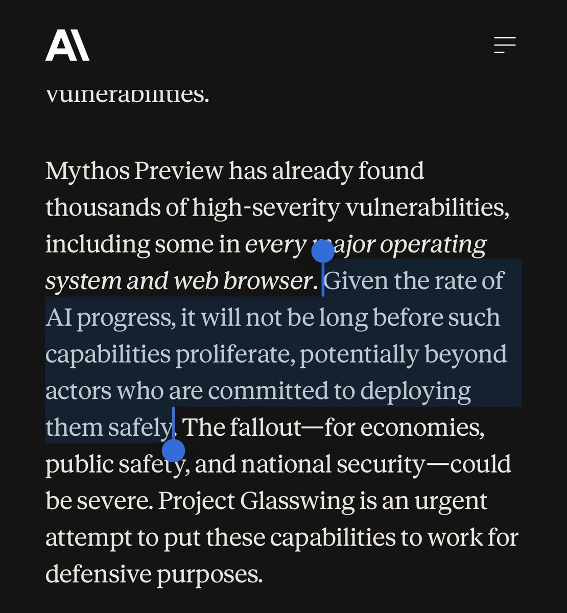 Anthropic warns of serious damage risks from upcoming LLMs