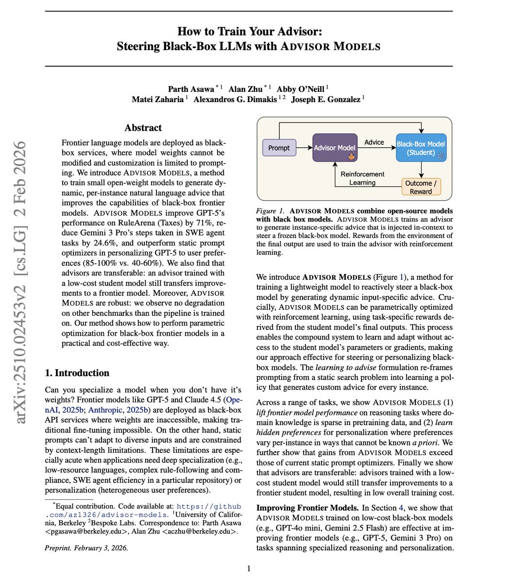 Advisor Models: Pairing Weak and Strong AI for Cost-Efficient Intelligence