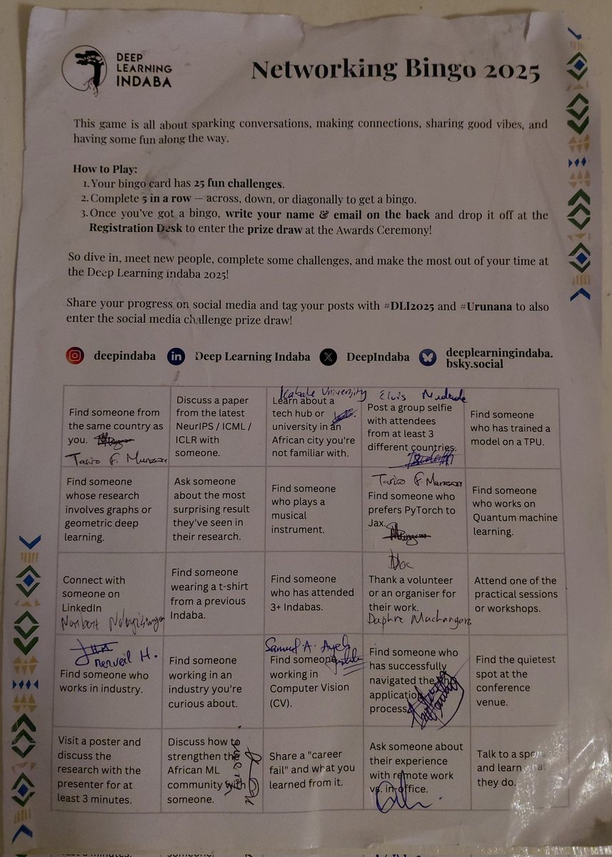 Row Completed at Deep Learning Indaba Conference 2025