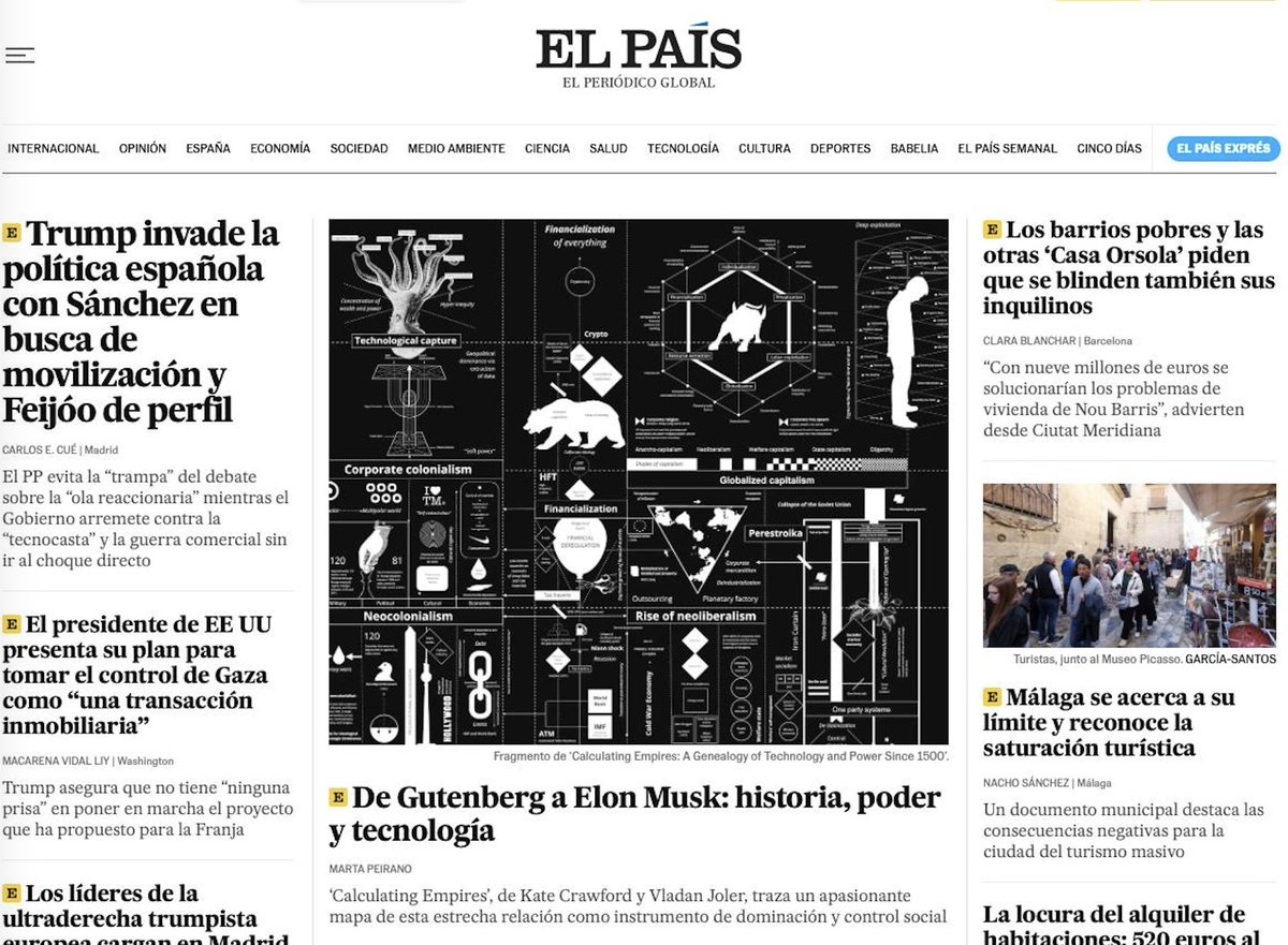 Calculating Empires featured on EL PAÍS cover with exhibitions in Spain