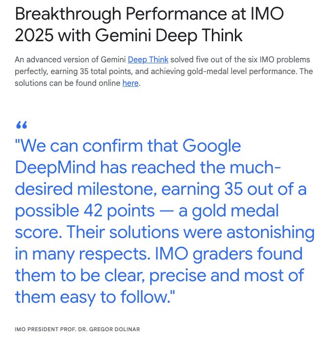 Google DeepMind Wins Gold at International Math Olympiad