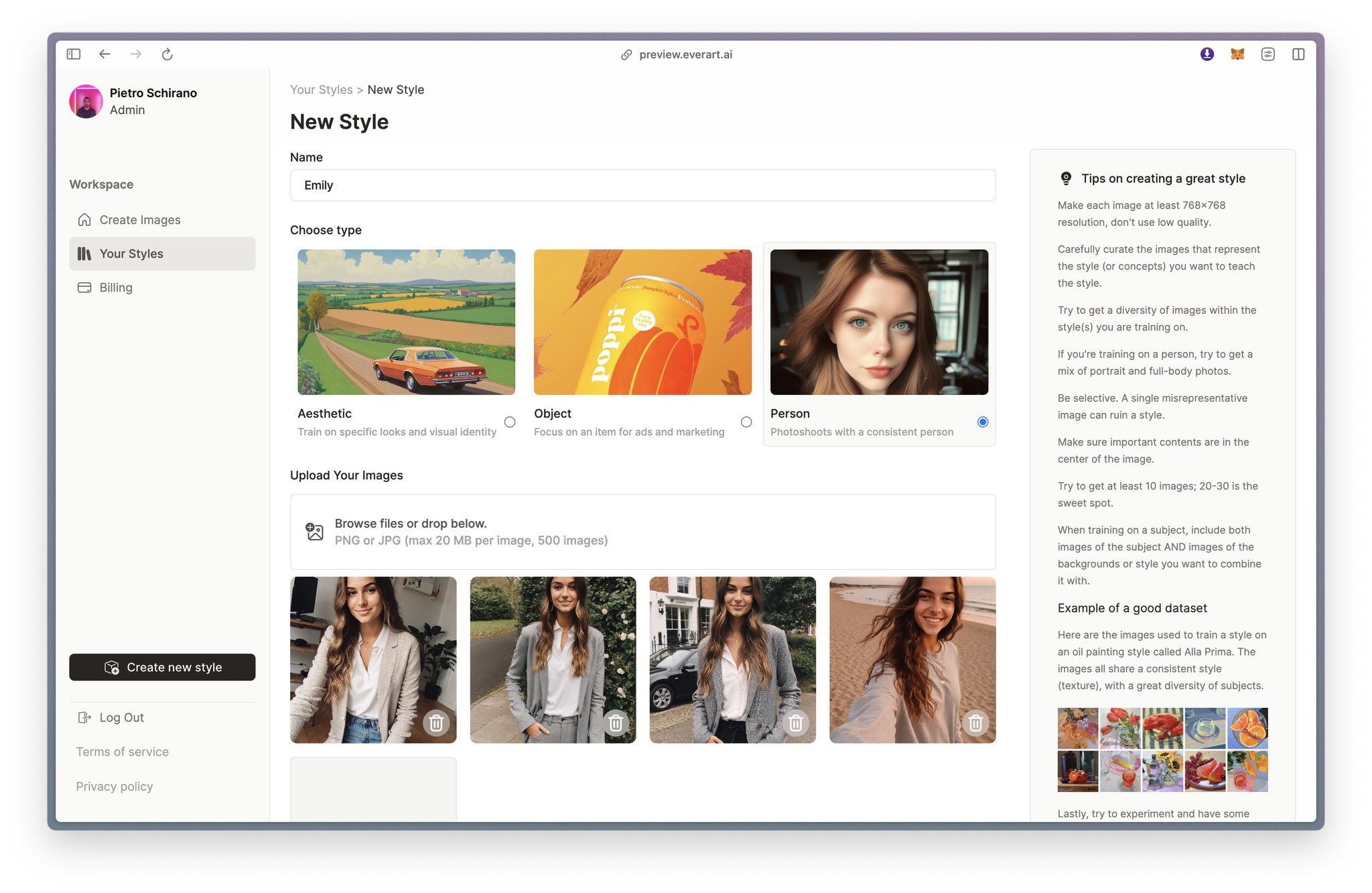 Drag and Drop Images to Create Your Model Quickly