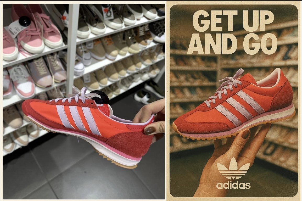 Creative 80s Adidas Ad Generated with AI Prompt