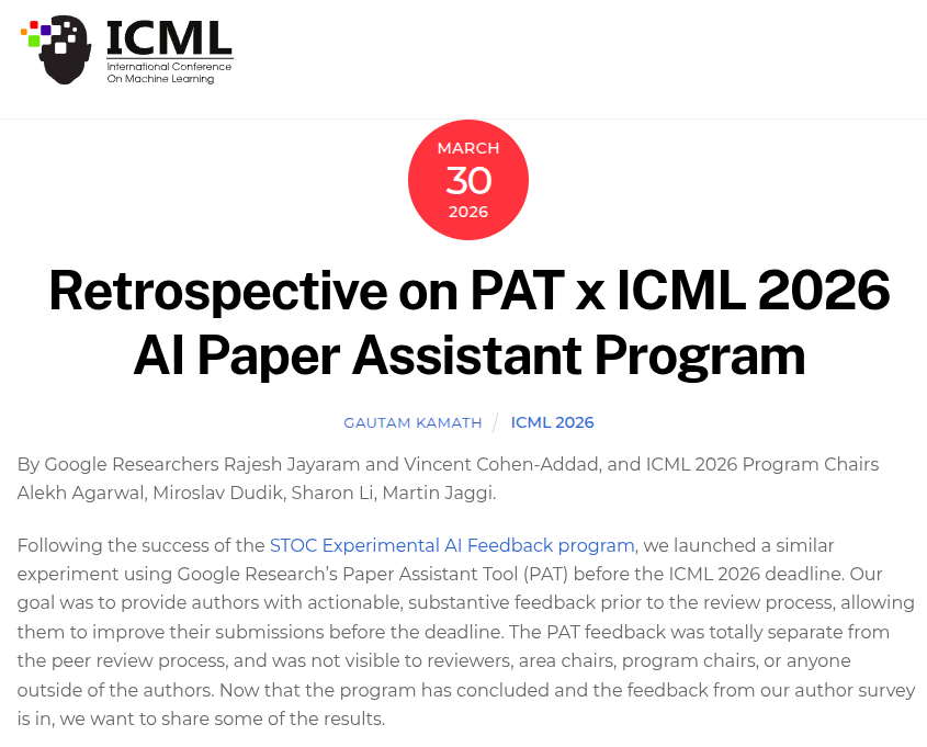 Google’s Paper Assistant Tool Success at ICML 2026