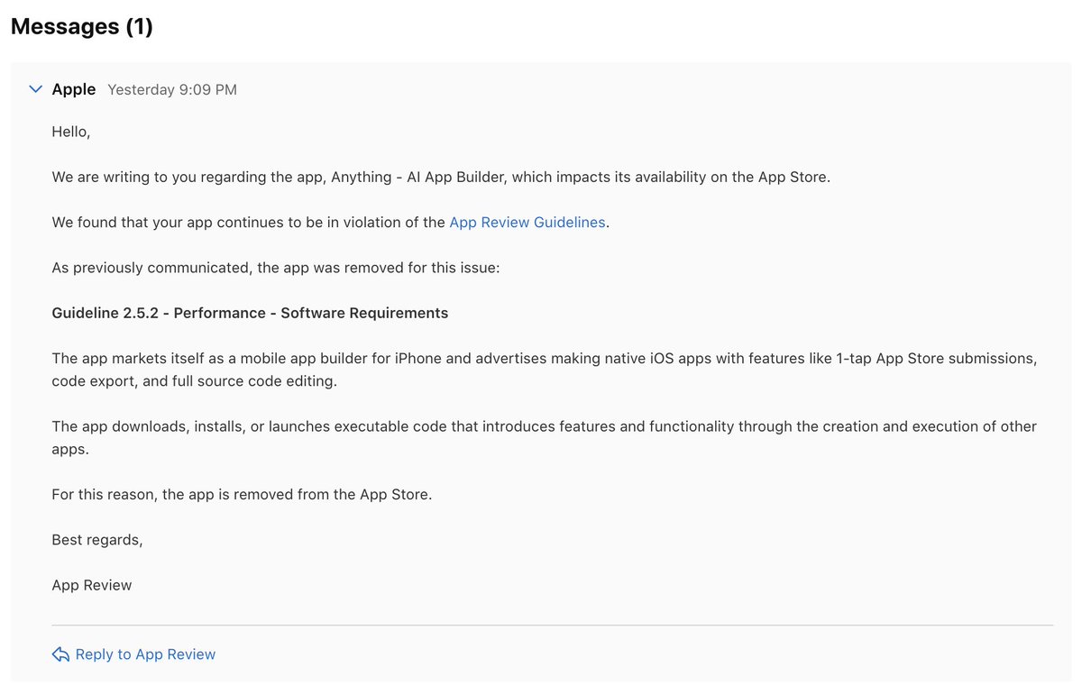 Apple blocks Anything app despite serving millions of vibe coders