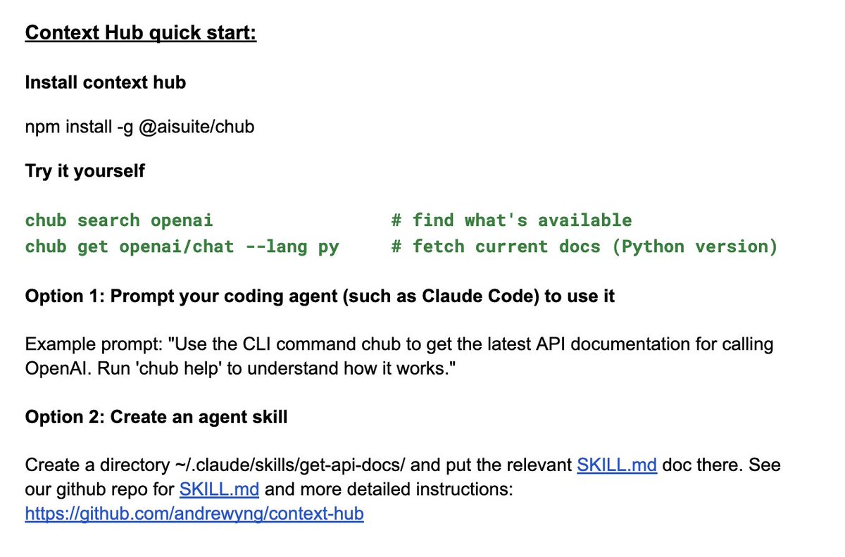 Context Hub: Open Tool for Coding Agents API Documentation