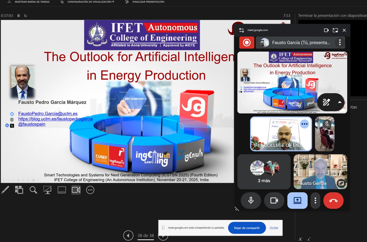 Prof. García Márquez keynote on AI in Energy Production at ICSTSN2025