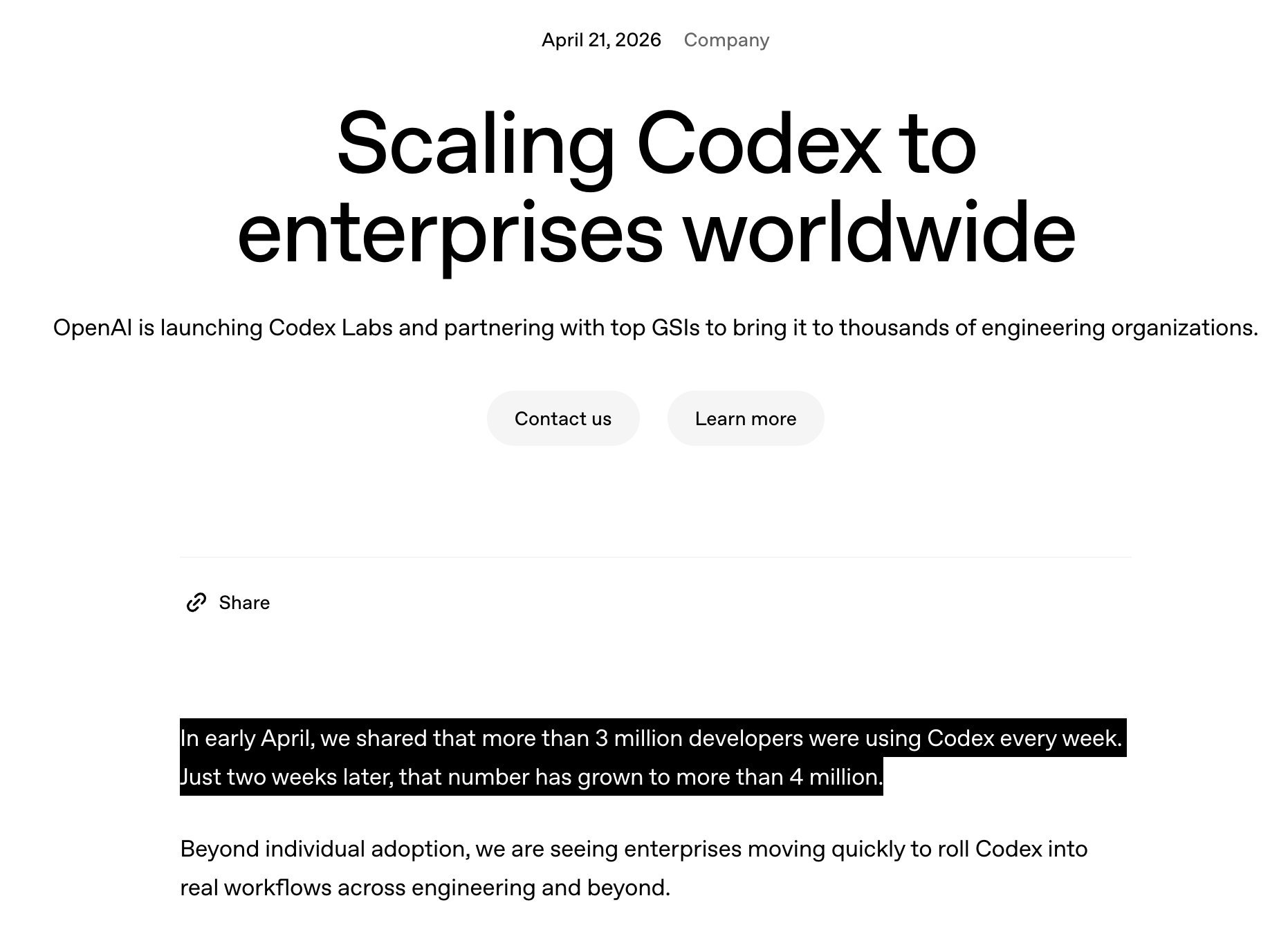 Codex Usage Surges to 4 Million Weekly Developers