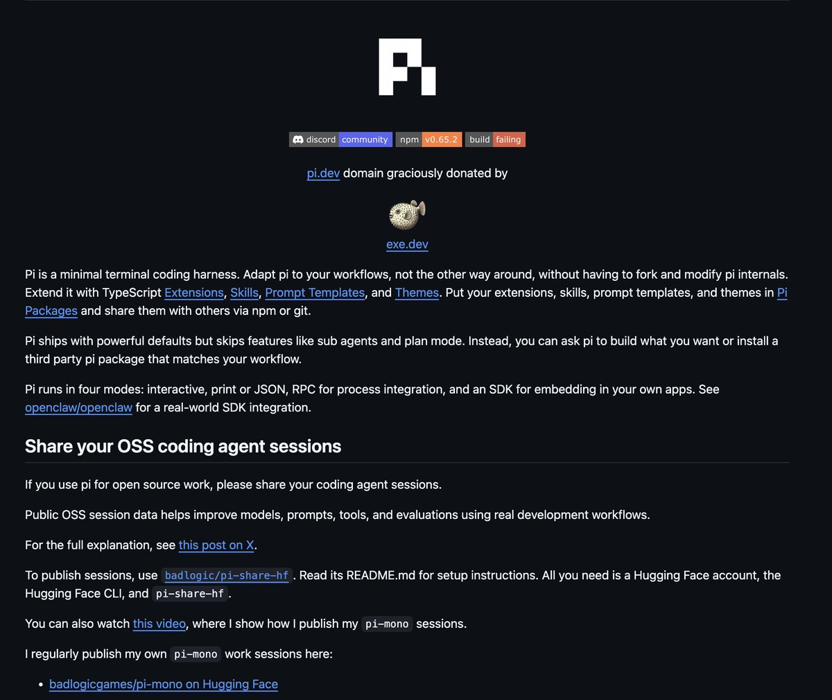 Call out now part of pi’s documentation