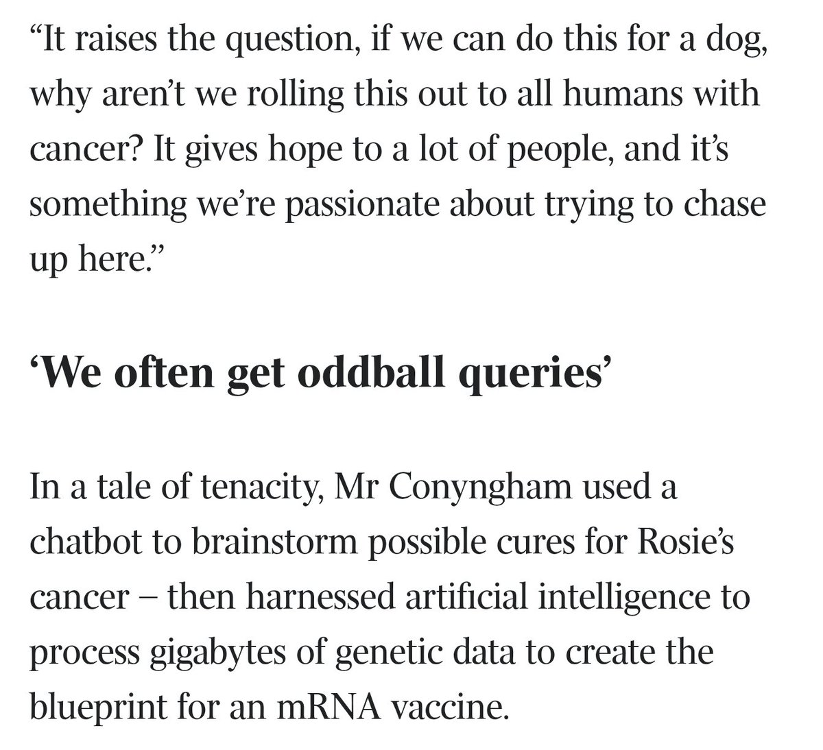 Tech boss uses AI to create cancer vaccine for dying dog