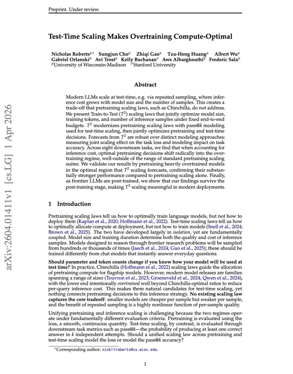 Test-Time Scaling Makes Overtraining Compute-Optimal