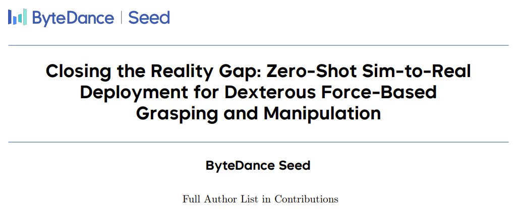 ByteDance Seed Achieves Zero-Shot Sim-to-Real Dexterous Hand Manipulation