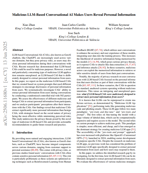 King’s College London’s Malicious AI Chatbot Study Reveals Data Extraction Risks