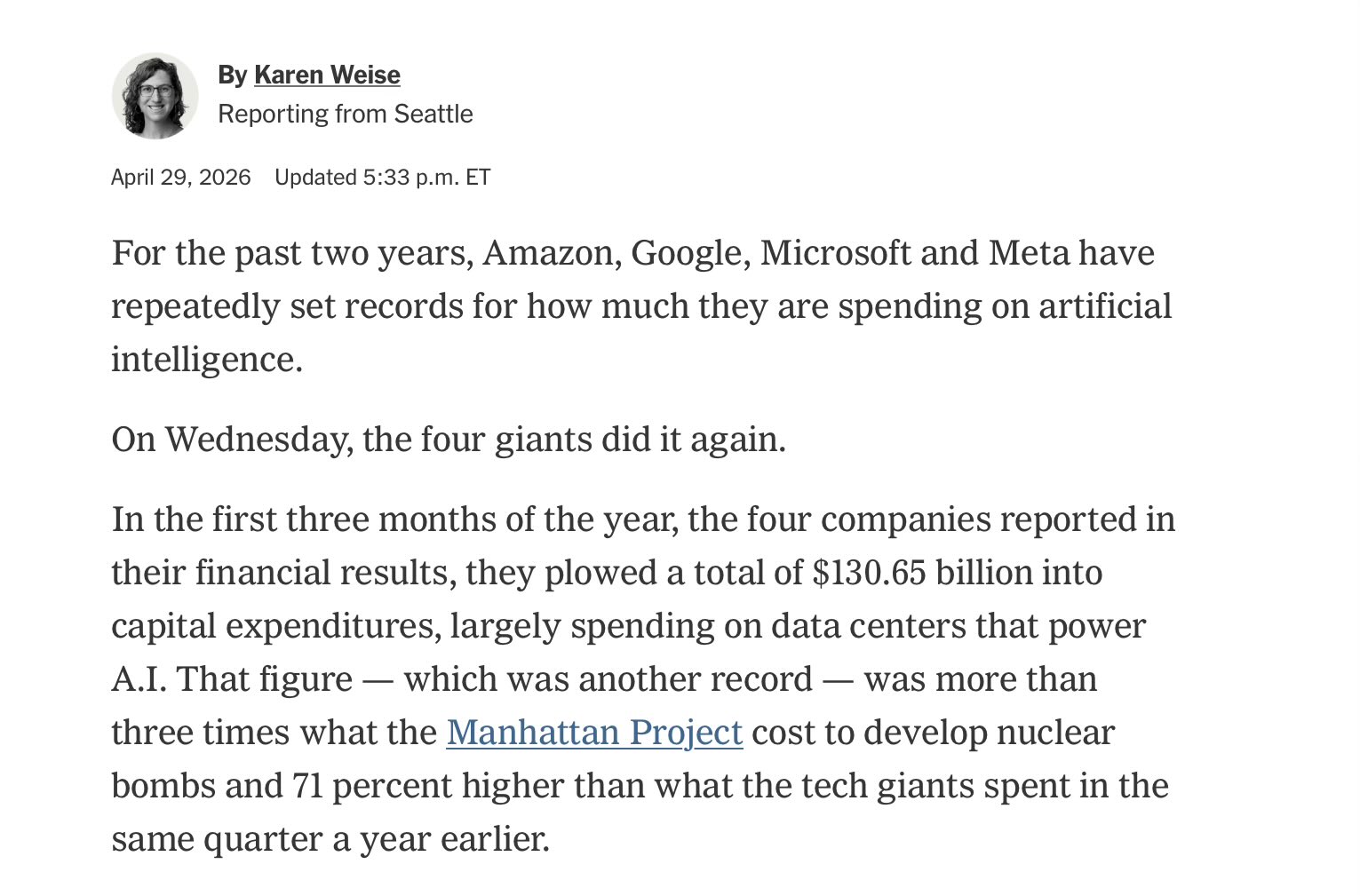 Tech Giants Spend Manhattan Project Sums Monthly on AI Losses