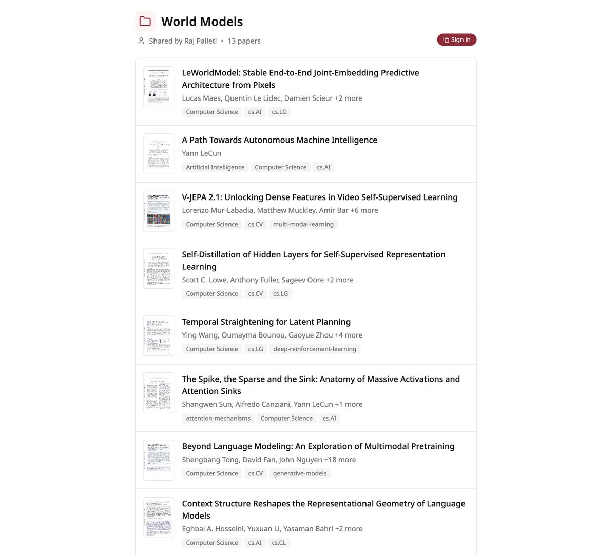 World Models Research Reading List: JEPA and Recent Advances