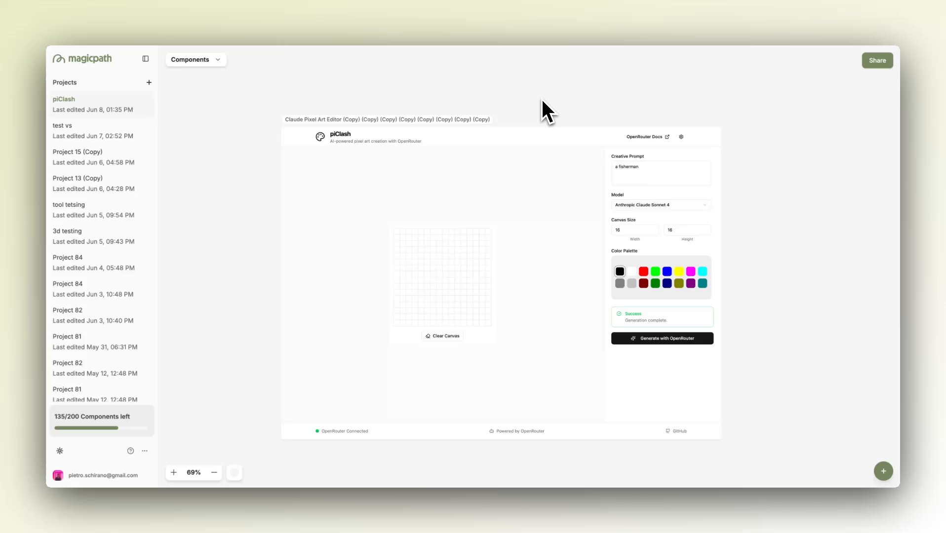 LLM Pixel Art Generation App piClash Demonstration