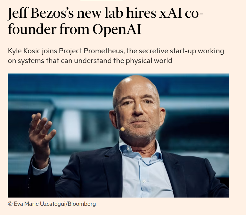 Jeff Bezos Scales AI Venture Project Prometheus with Top Talent