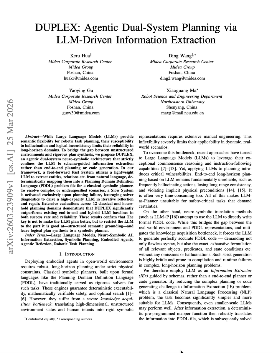 DUPLEX: Agentic Dual-System Planning via LLM Information Extraction