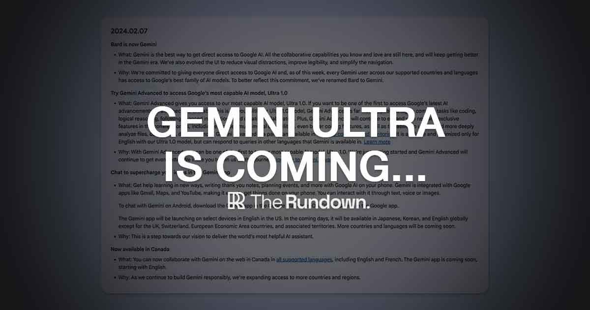 Gemini Ultra Launch and Major AI Developments This Week