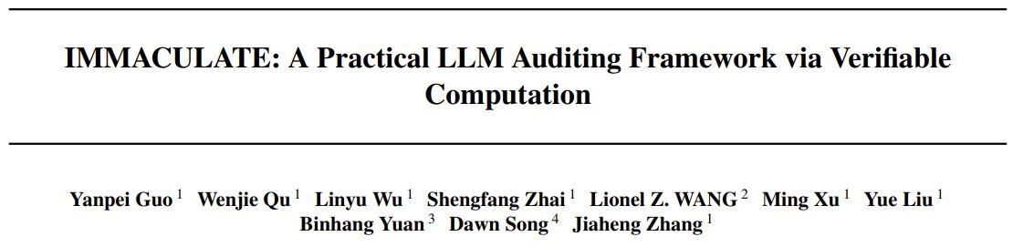 IMMACULATE: Auditing LLM Providers with Verifiable Computation