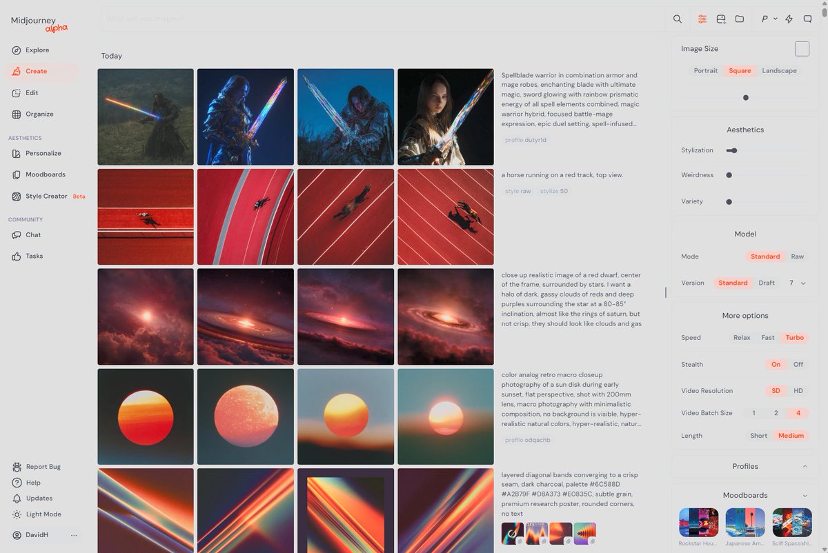 Midjourney Redesigns: New Creator Interface and Settings Sidebar