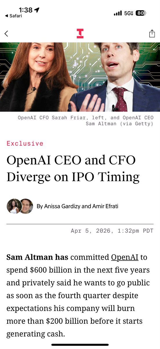 Tension between Sam Altman and CFO Sarah Friar over spending