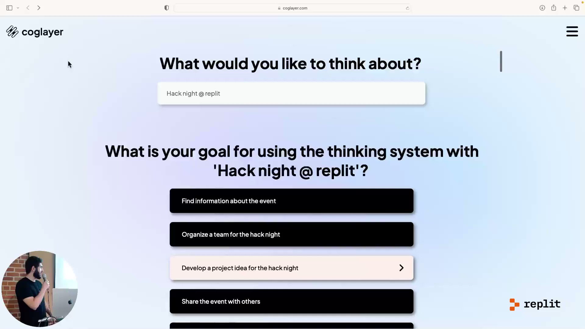 Coglayer: AI-Powered Idea Development Tool Built on Replit