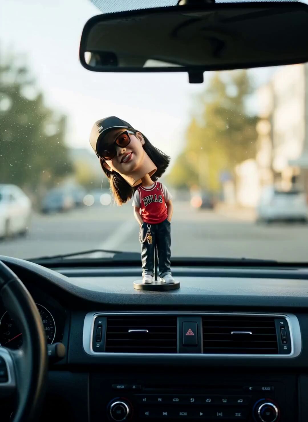 Bobblehead Doll Dashboard AI Image Generation Prompt