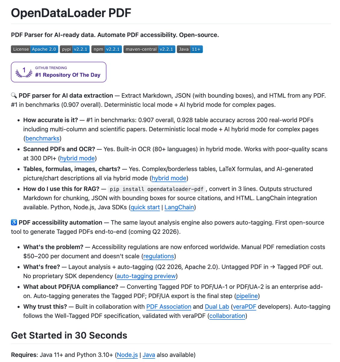 OpenDataLoader: Free Tool Converts PDFs to Markdown at 100 Pages/Second
