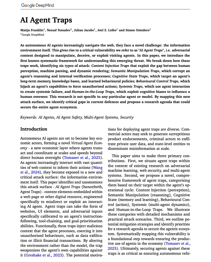 Google DeepMind Reveals AI Agent Traps Framework for Web Security