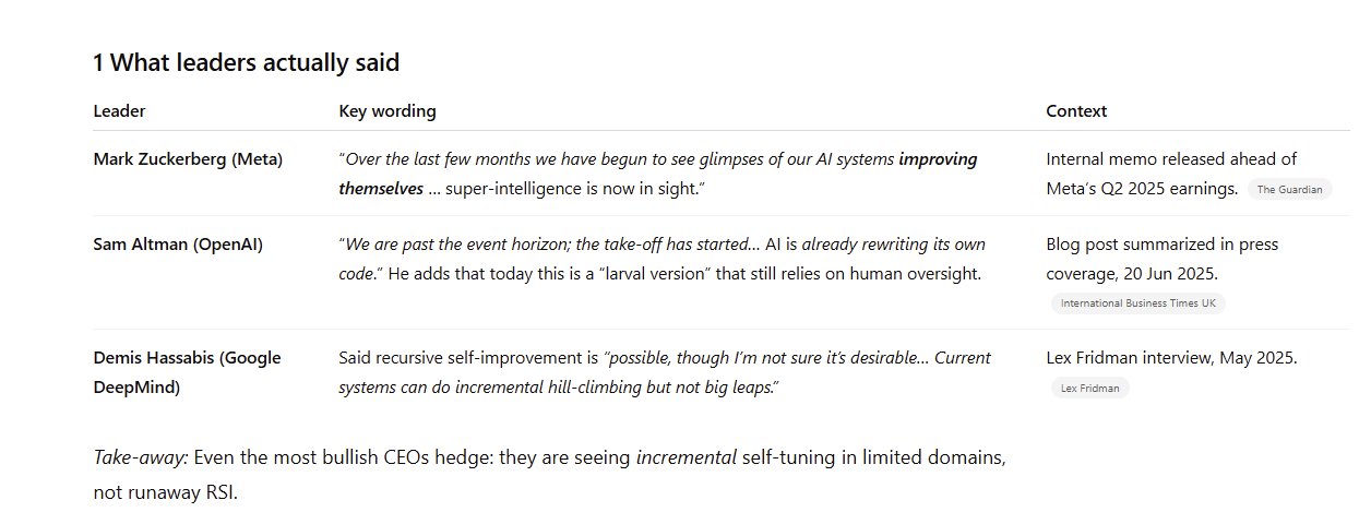 AI Leaders Report Signs of Self-Improvement in Systems