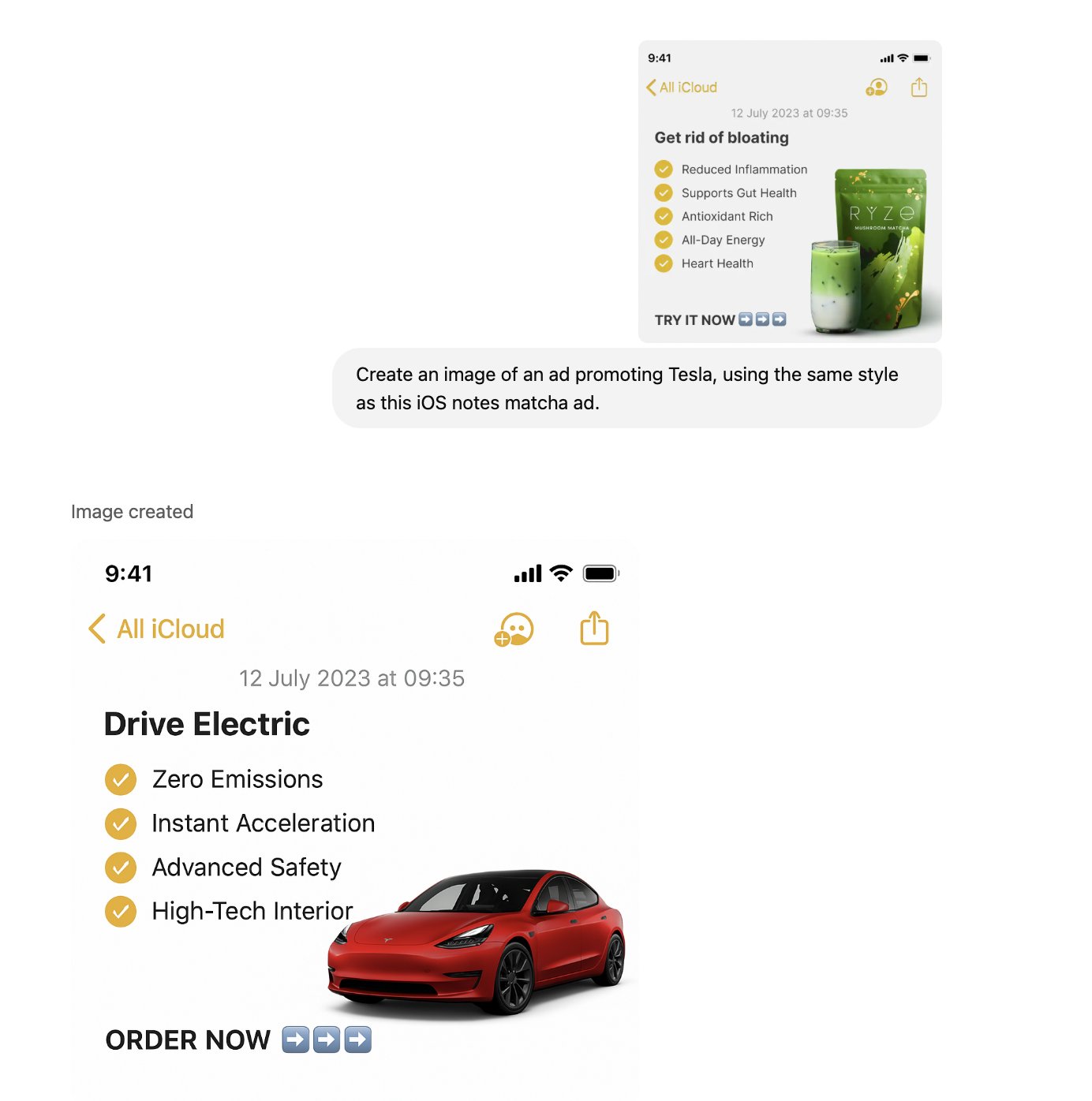 AI Generates iOS-Style Tesla Advertisement Effortlessly