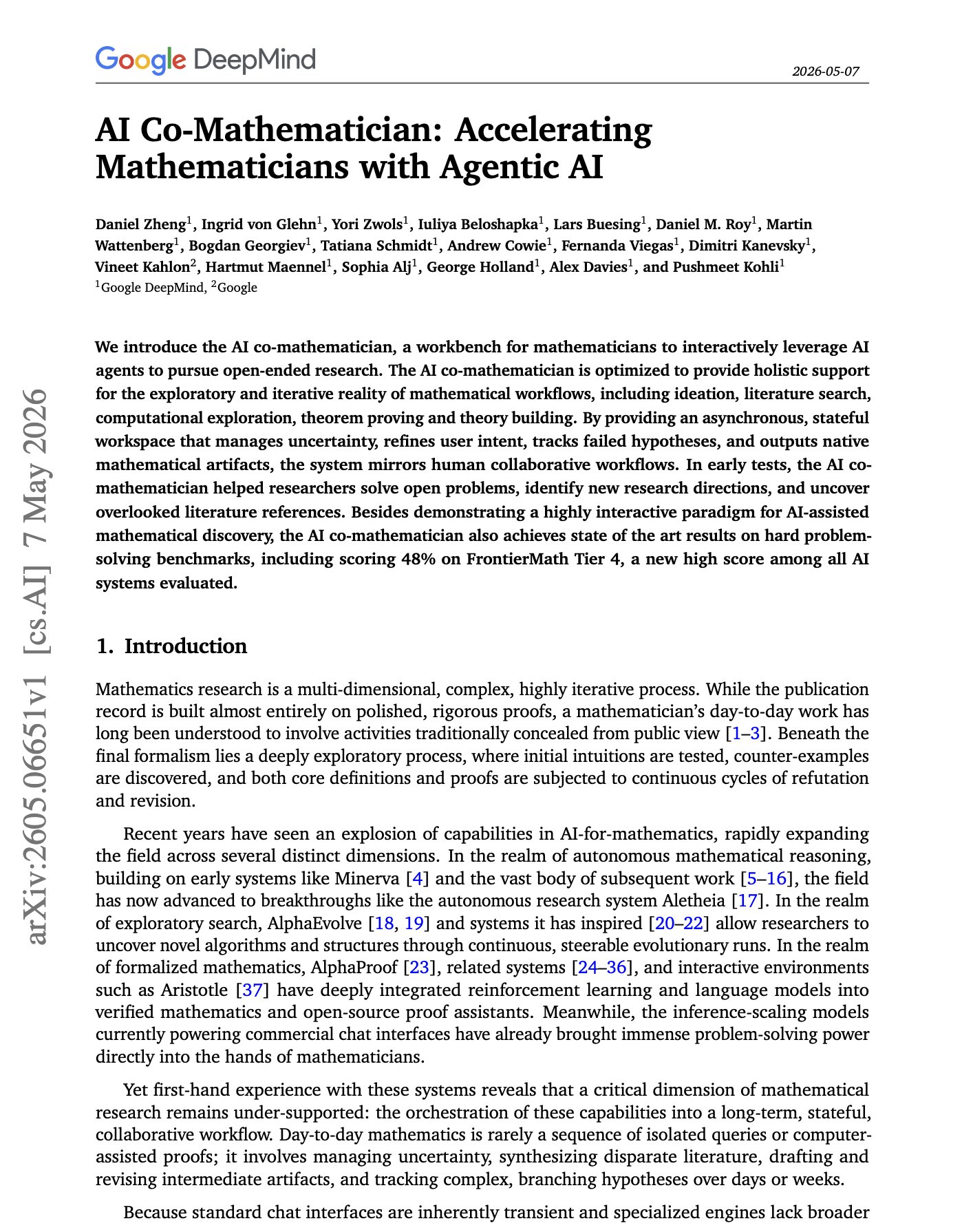 Google DeepMind introduces AI Co-Mathematician agent for research