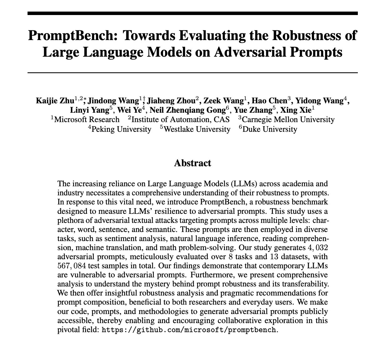 PromptBench: Evaluating LLM Robustness Against Adversarial Prompts