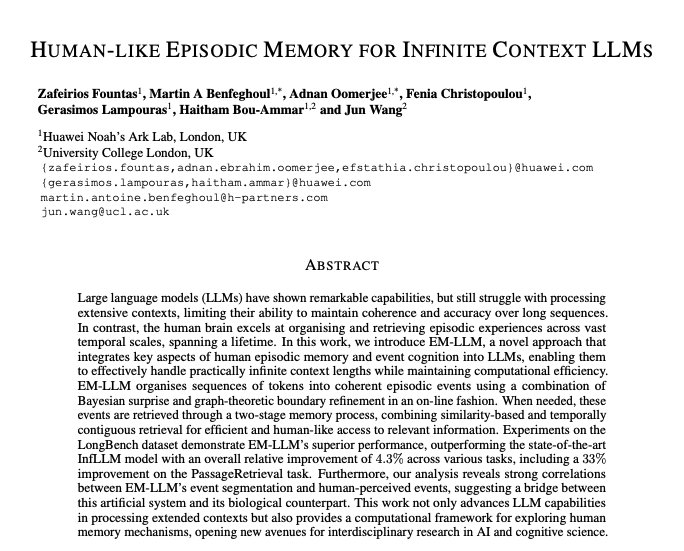 Human-like Episodic Memory for Infinite Context LLMs