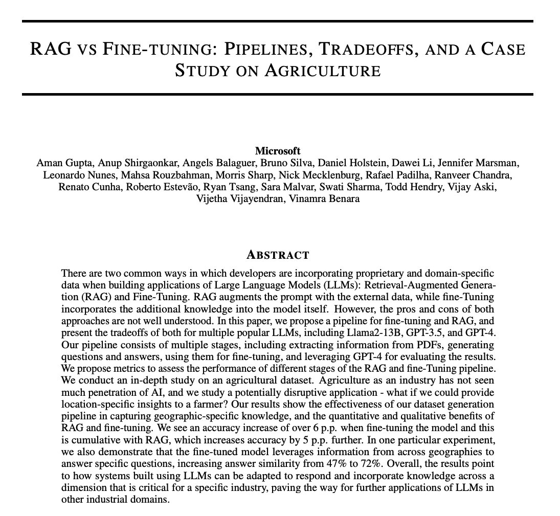 RAG versus Fine-tuning: LLM Optimization Trade-offs Analysis