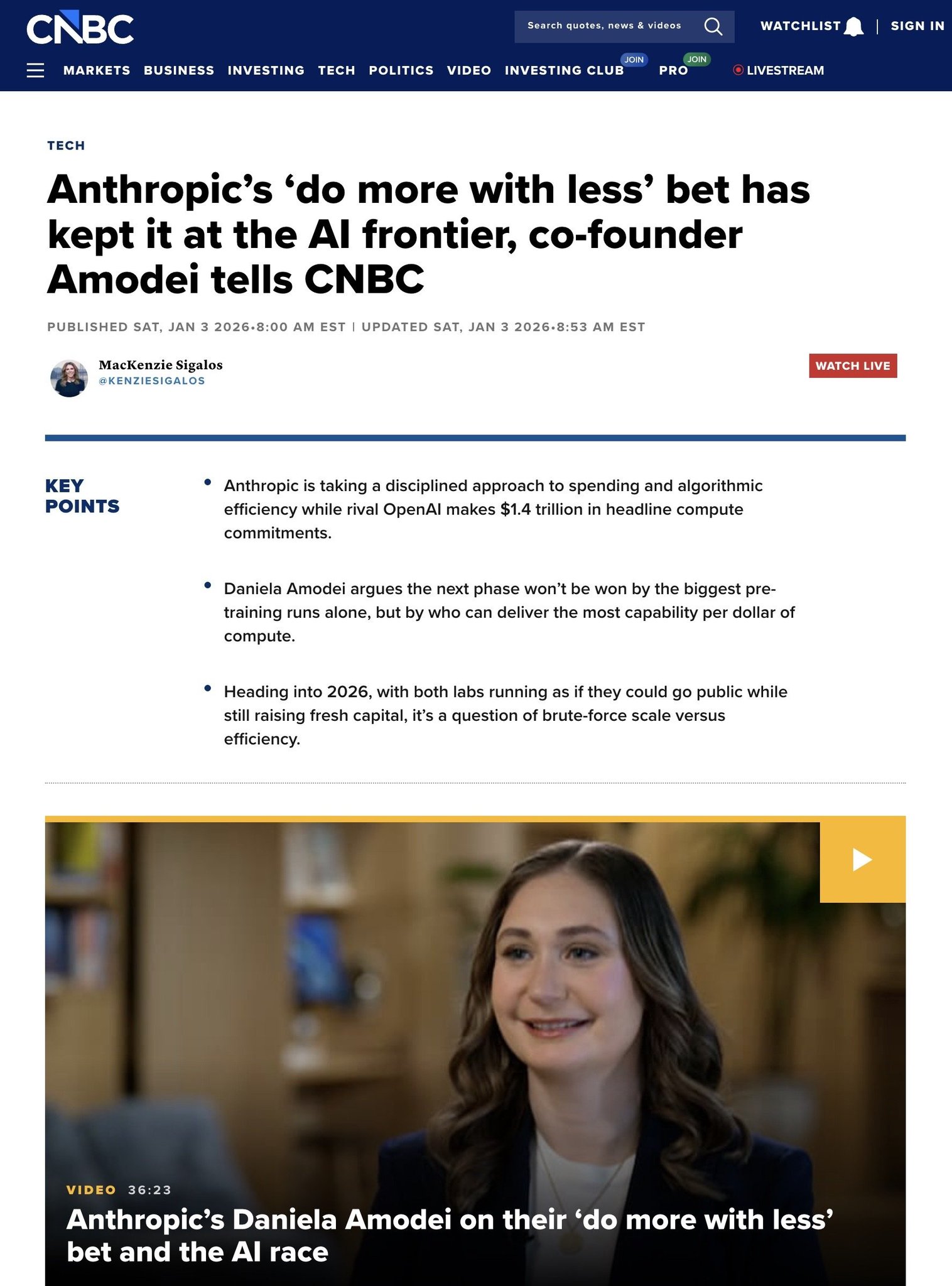 Daniela Amodei says Claude matches human-level coding at Anthropic
