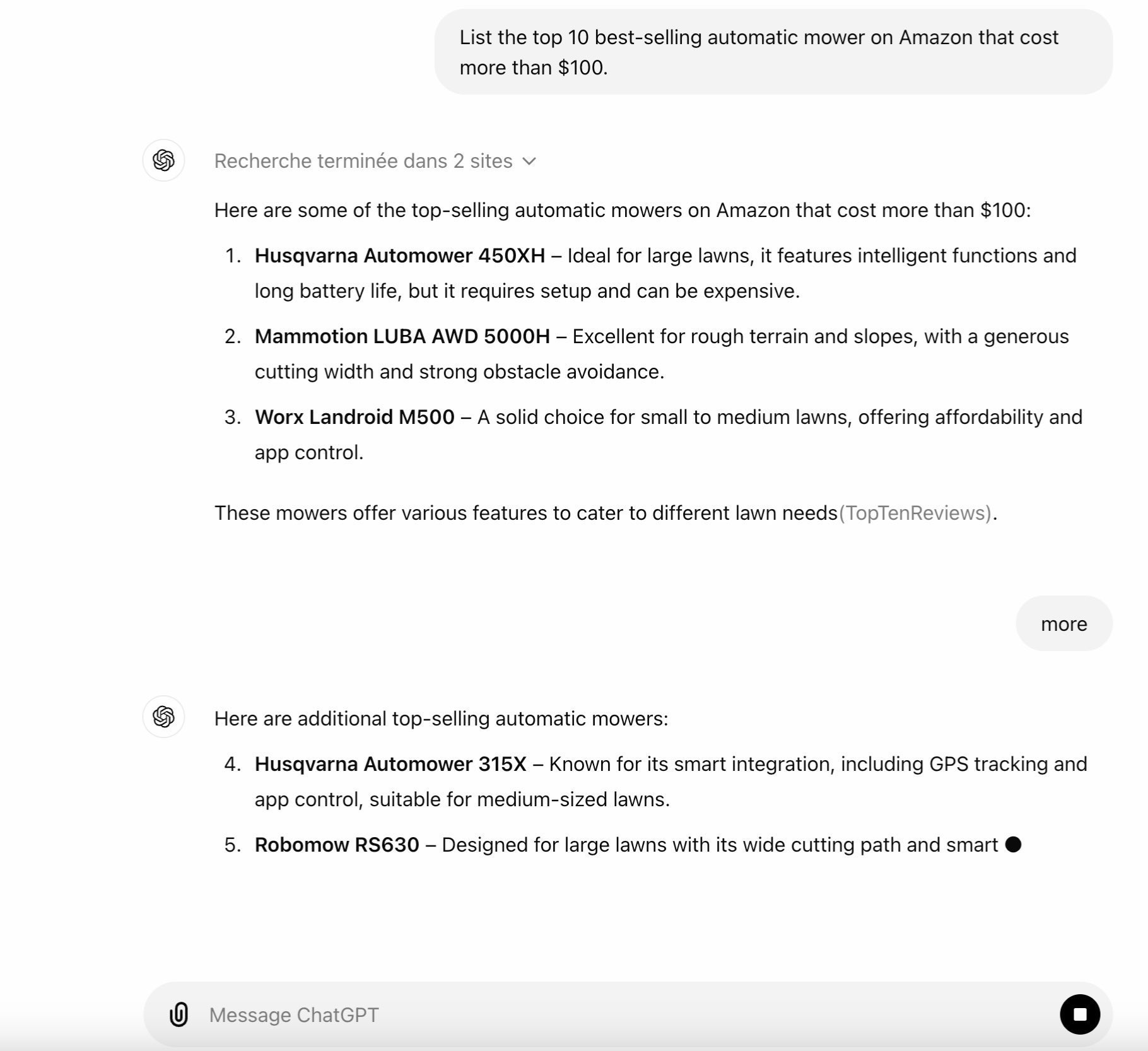 Using ChatGPT for product research and comparison