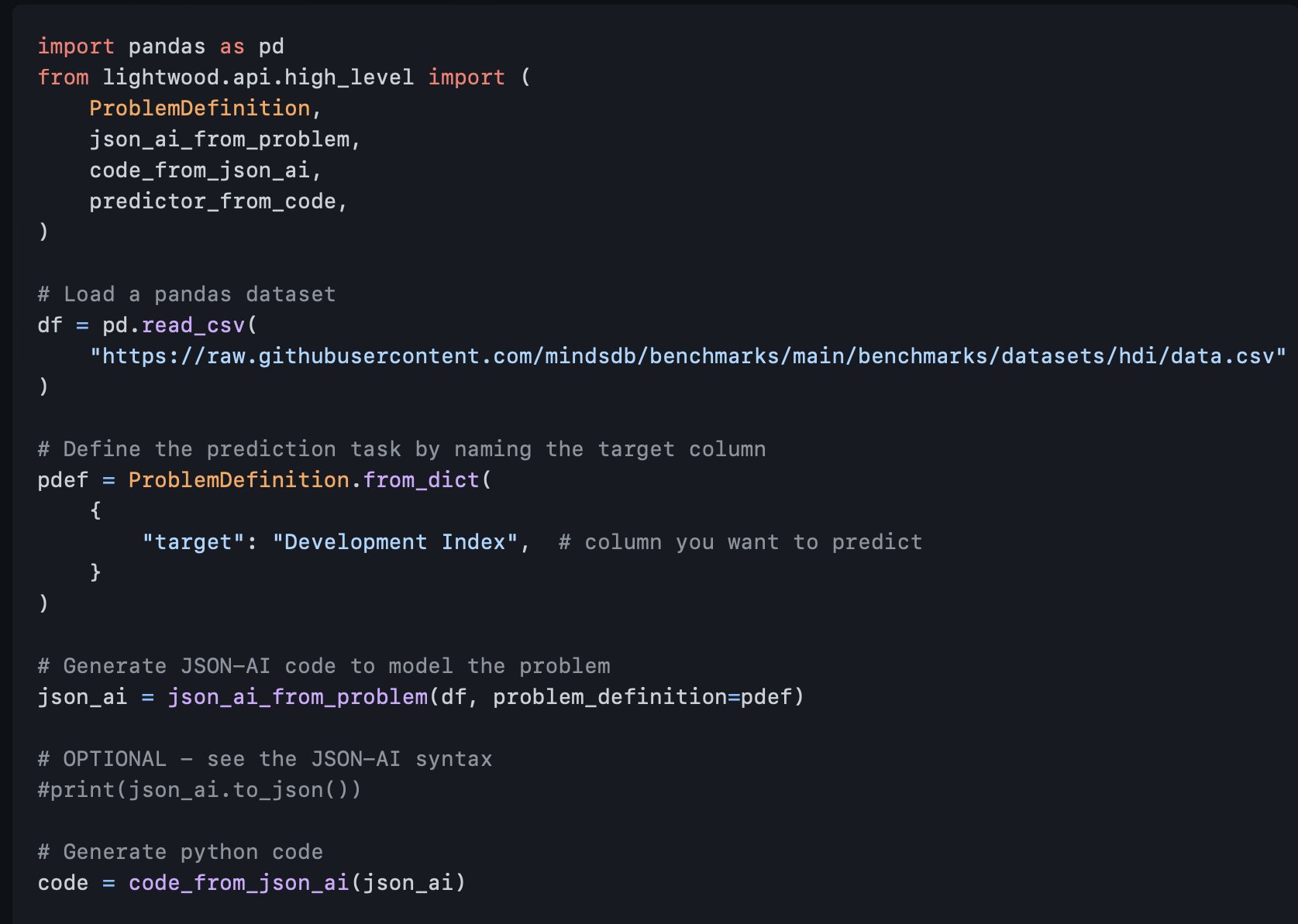 Pandas Data Loading and JSON-AI Code Generation Workflow