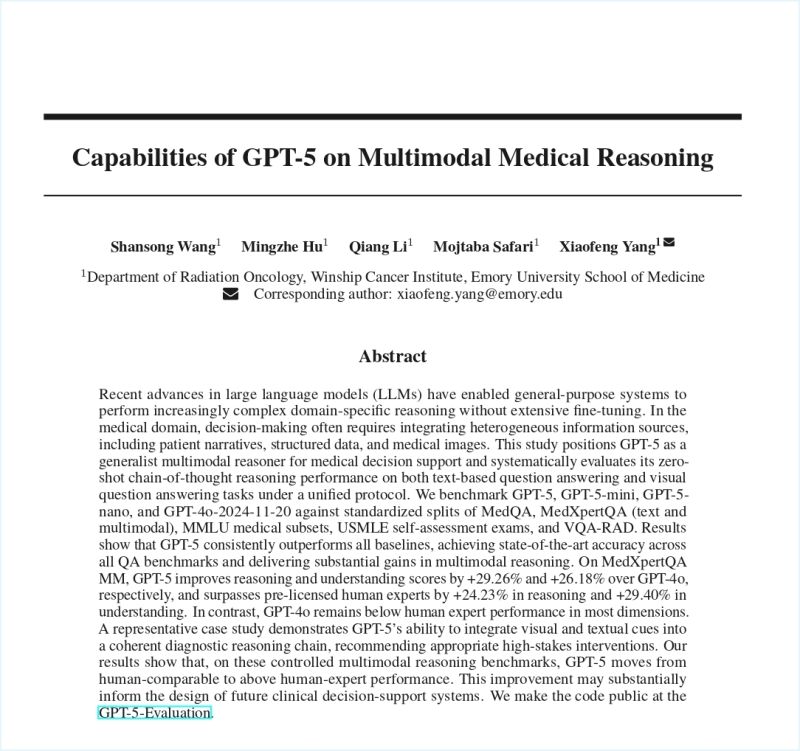 GPT-5 Outperforms Physicians in Clinical Reasoning