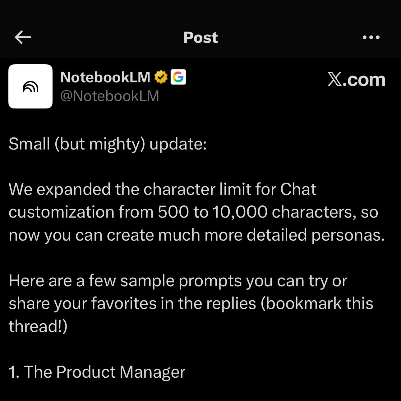 NotebookLM boosts chat customisation with 10k limit