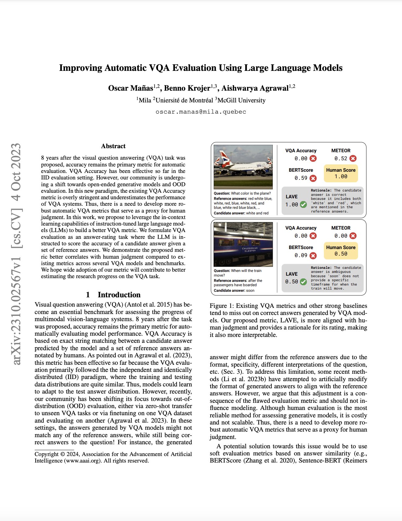 Improving VQA Evaluation Using Large Language Models