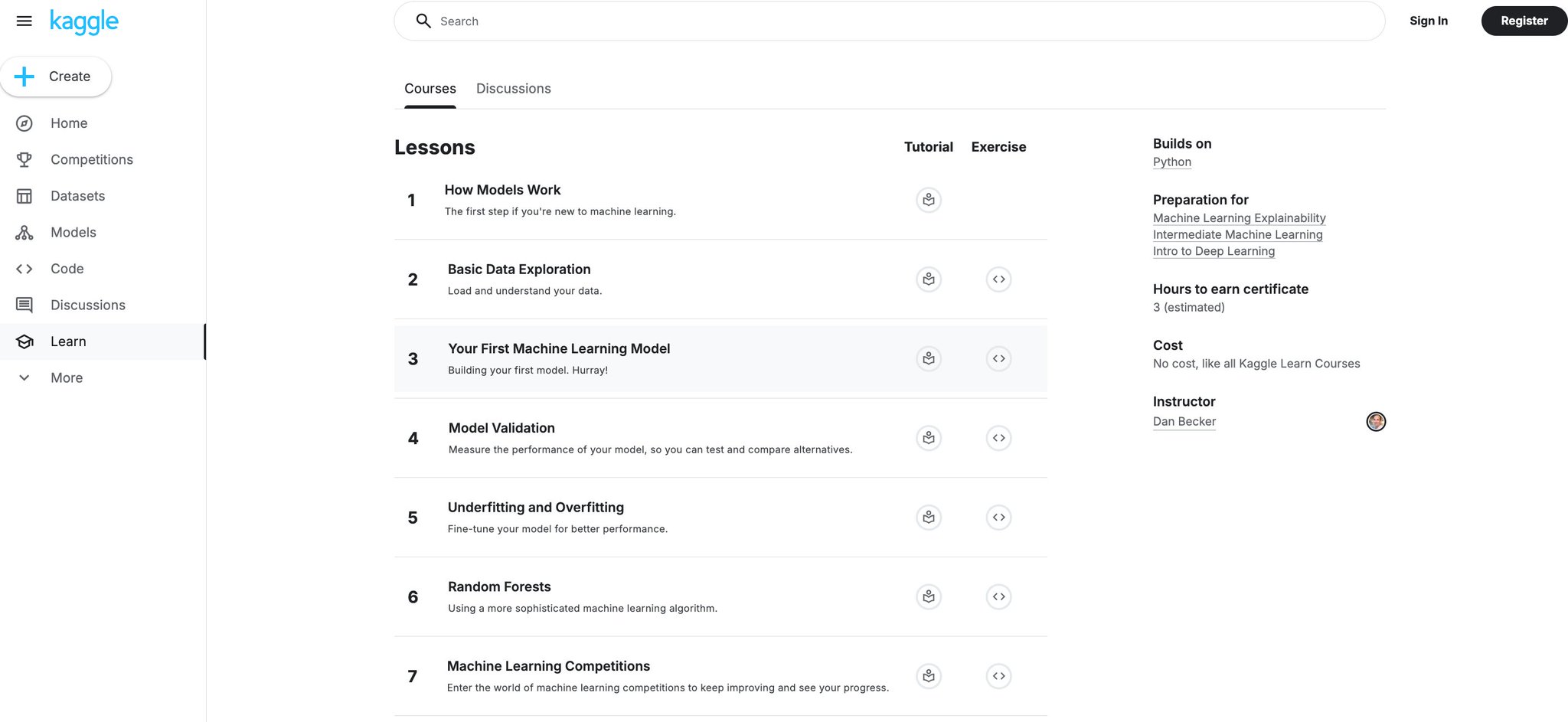 Kaggle Introduction to Machine Learning Course