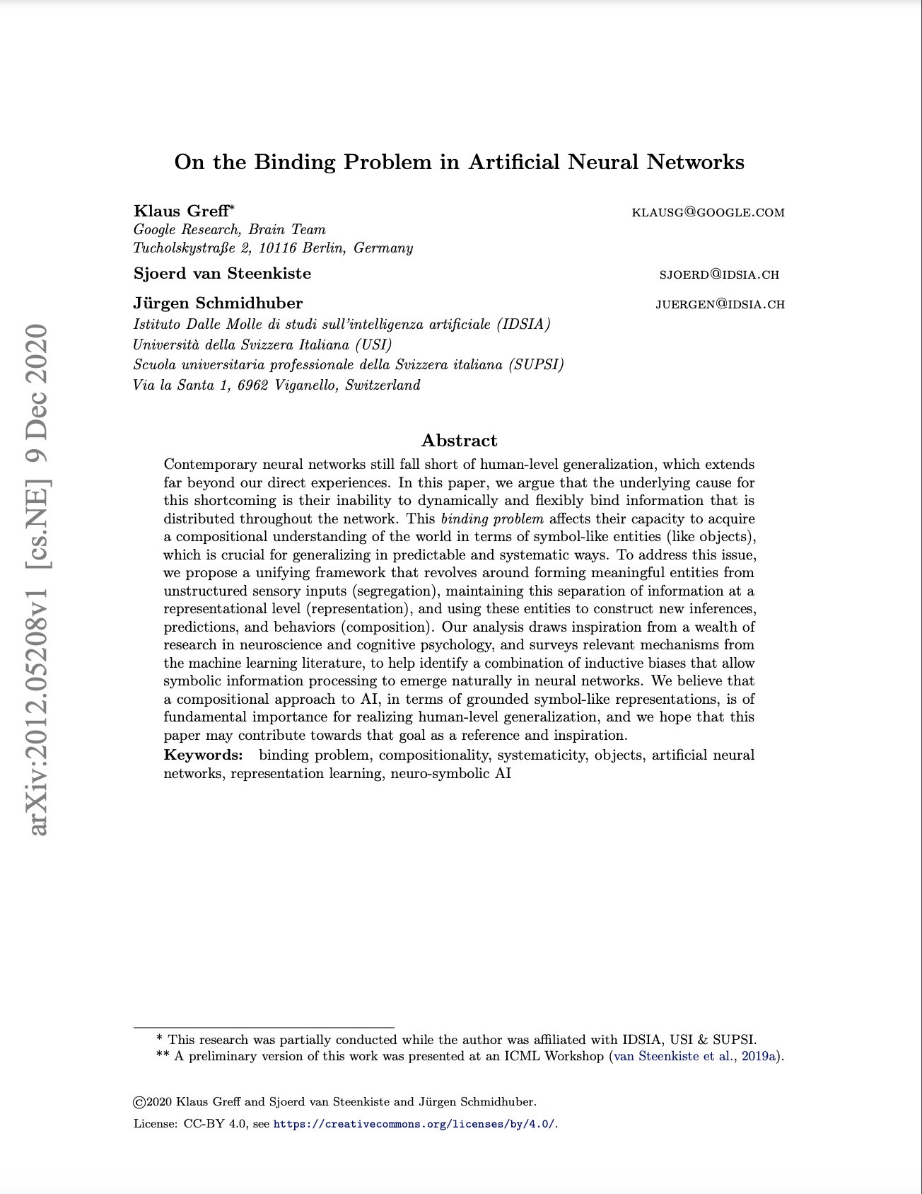 Solving the Binding Problem in Artificial Neural Networks