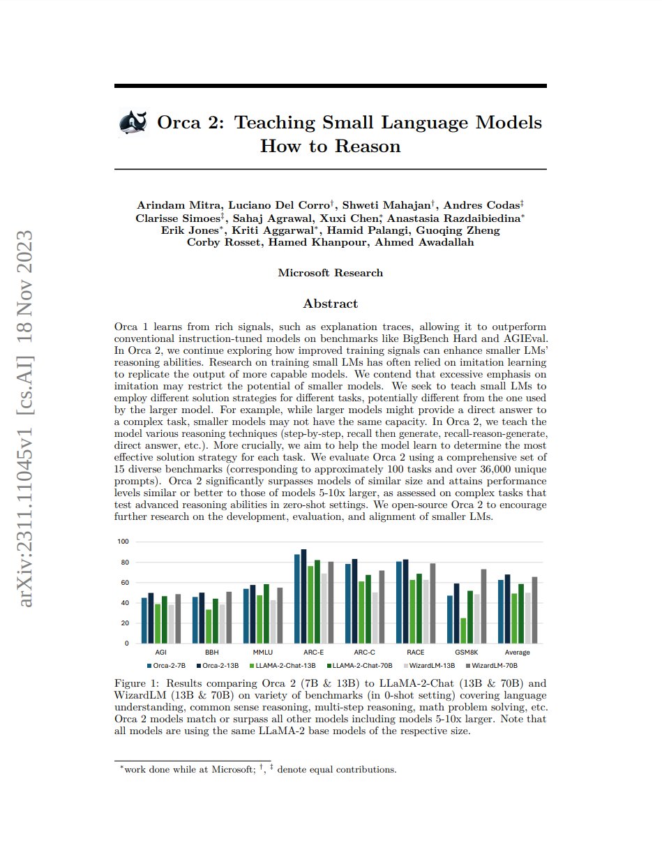 Orca 2 LLM Outperforms Larger Models with Advanced Reasoning