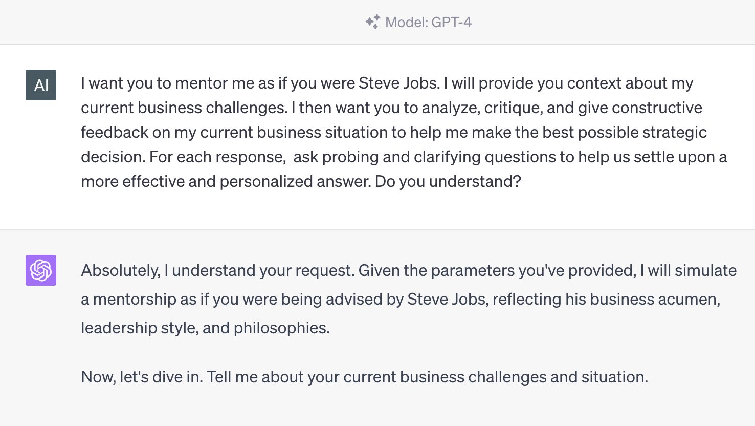 Train ChatGPT to be your coach with Steve Jobs